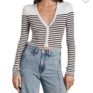 rag & bone • button-up sweater top • striped • sz L • NWOT